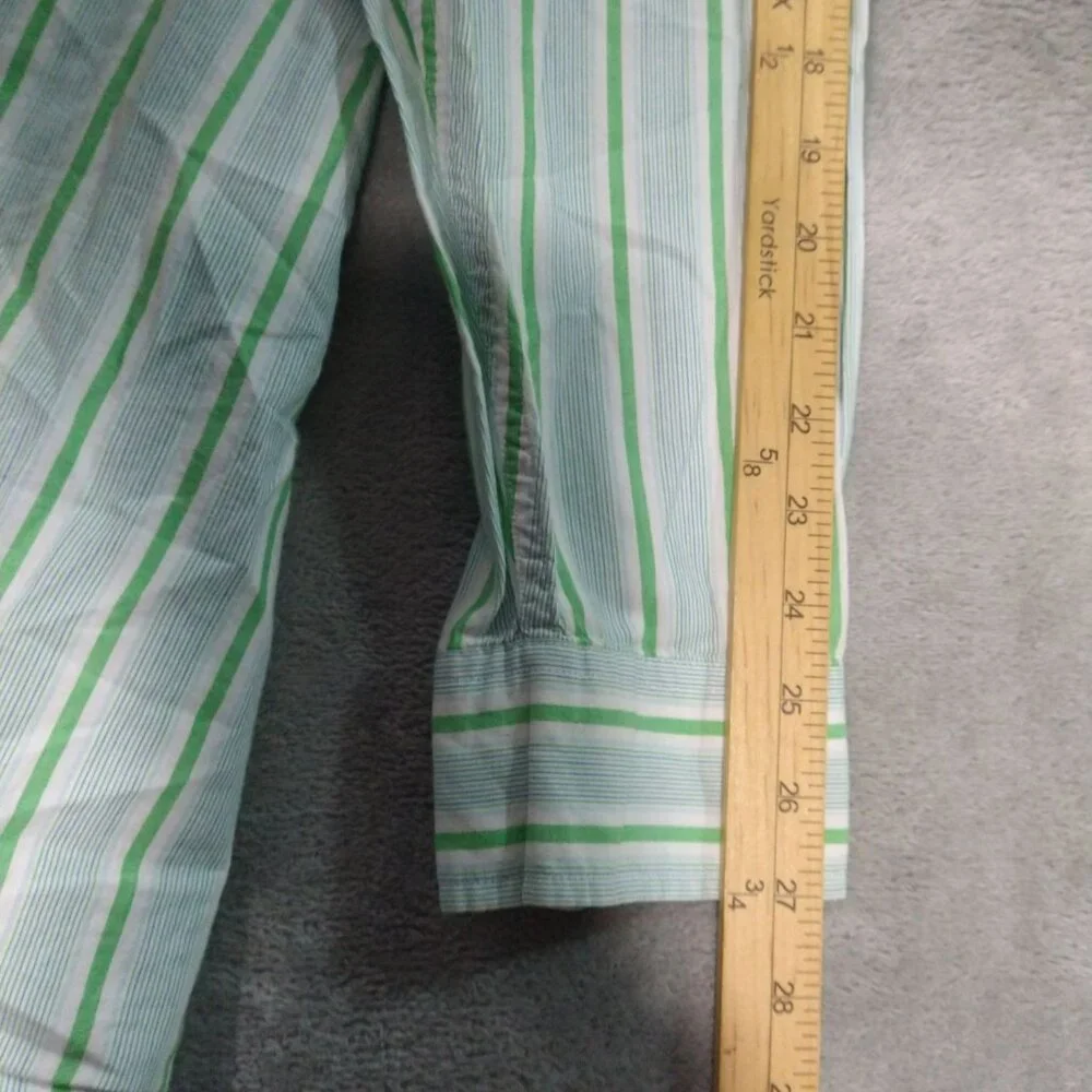 Polo Jeans Co Ralph Lauren Shirt Mens 3XT Green Striped Long Sleeve Button Up - Picture 6 of 9